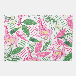 Alligator Wine Pink Green Preppy Theedoek