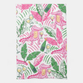 Alligator Wine Pink Green Preppy Theedoek (Verticaal)