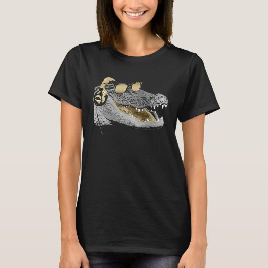 Alligator with headphones and sunglasses t-shirt (Voorkant)