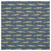 Alligators in Olive Green tegen Navy Blue Stof (Swatch)