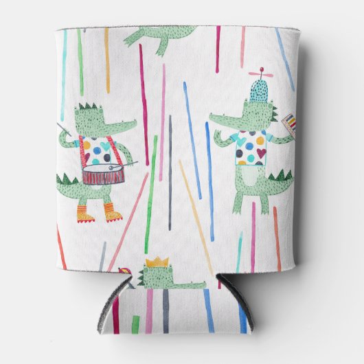 Alligators Muziek: Waterverf kinderachtig naadloos Blikjeskoeler (Voorkant)