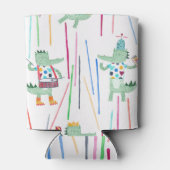 Alligators Muziek: Waterverf kinderachtig naadloos Blikjeskoeler (Achterkant)