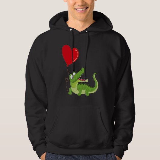 Alligators With Heart Balloon Valentines Day Love  Hoodie (Voorkant)
