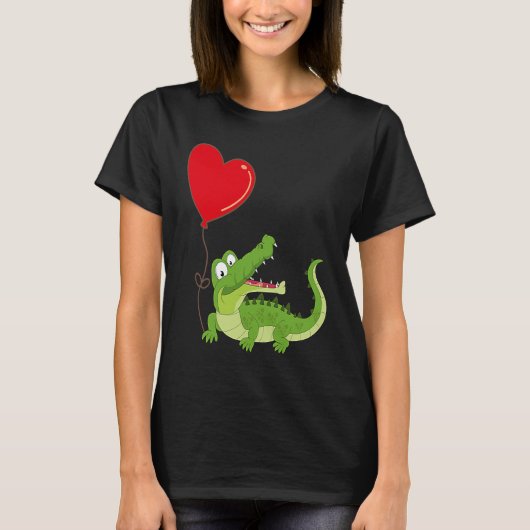 Alligators With Heart Balloon Valentines Day Love  T-shirt (Voorkant)