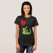 Alligators With Heart Balloon Valentines Day Love  T-shirt (Voorkant volledig)