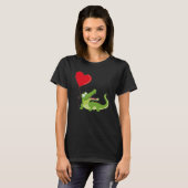 Alligators With Heart Balloon Valentines Day Love  T-shirt (Voorkant volledig)