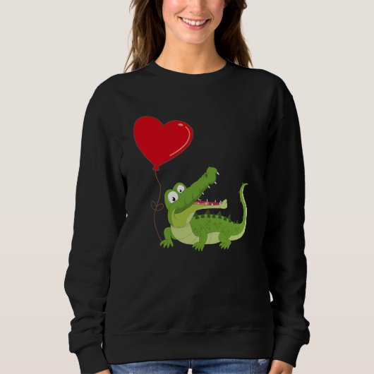 Alligators With Heart Balloon Valentines Day Love  Trui (Voorkant)