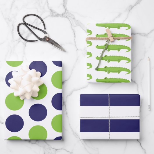 AlligatorStippen Rugby Stripes Gift Wrap Sheets Inpakpapier Vel (Voorkant)