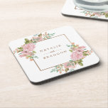 Alling Rose Vintage Dusty Pink Wedding Monogram Bier Onderzetter<br><div class="desc">Alling Rose Vintage Dusty Pink Floral Watercolor Elegant Flower Design with roses, leaves, buds, Foliage, and rose gold foil accents. Subtle soft coconto of pastel dusty blush pink, greens, mints, and peach. A cottage chic look perfect for a spring, summer, or garden wedding at your homestead, farm, or barn venue....</div>