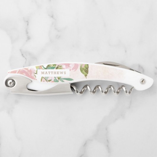 Alling Rose Vintage Dusty Pink Wedding Monogram Kurkentrekker (Voorkant)