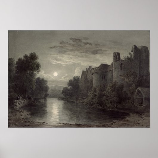 Allington Castle, bij Maidstone, Kent; Moonlight Poster (Voorkant)
