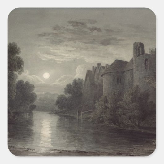 Allington Castle, bij Maidstone, Kent; Moonlight Vierkante Sticker (Voorkant)