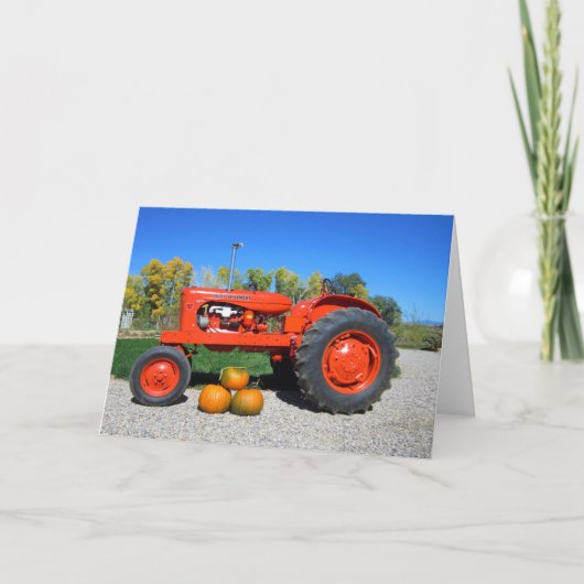 Allis Chalmers Tractor en Pomkins Wenskaart Feestdagen Kaart (Voorkant)