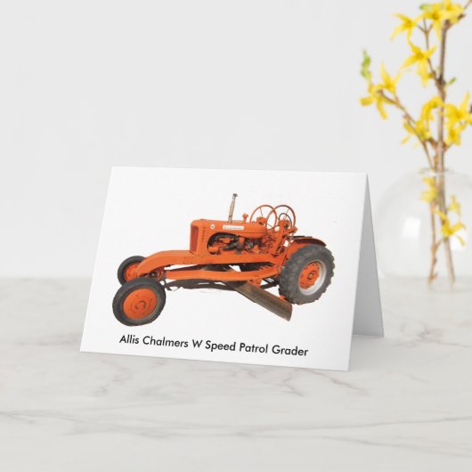 Allis Chalmers W Speed Patrol Grader Greeting Card Kaart (Gele Bloem)