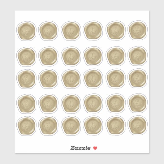 Allison1 Geel Goud Faux Wax Seals Sticker (Vel)