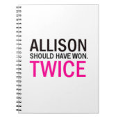 Allison had twee keer gewonnen moeten hebben, Noti Notitieboek (Voorkant)