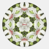 ALLISON ~ PASEN HIBISCUS WIT RELIGIEUS ~ RONDE STICKER (Voorkant)