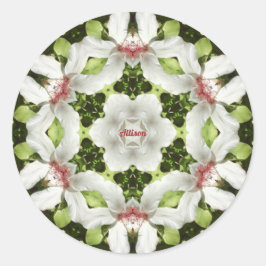 ALLISON ~ PASEN HIBISCUS WIT RELIGIEUS ~ RONDE STICKER