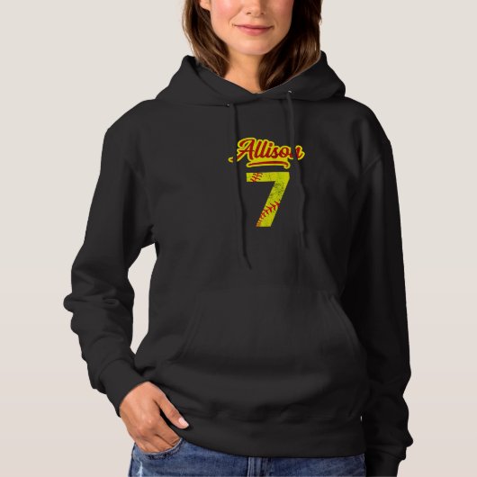 Allison Softball No. 7 Jersey Nummer 7 Catcher & P Hoodie (Voorkant)