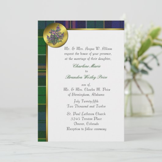 Allison Tartan Bond Uitnodiging (Staand voorkant)