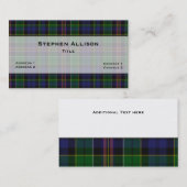 Allison Tartan Plaid Custom Visitekaartje (Voorkant / Achterkant)