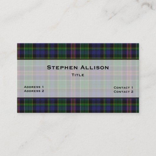 Allison Tartan Plaid Custom Visitekaartje (Voorkant)