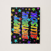 "ALLISON" voornaam, geun "HAPPY BIRTHDAY" Legpuzzel (Verticaal)