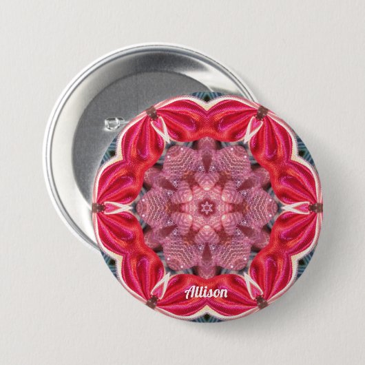 ALLISON ~ White Pink Green BLING ~ Button (Voorkant /achterkant)