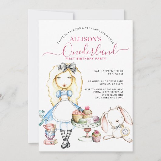 Allison's Onederland Tea Party Girl's 1e Verjaarda Kaart (Voorkant)