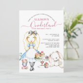Allison's Onederland Tea Party Girl's 1e Verjaarda Kaart (Staand voorkant)