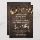 Allison's v4 Brick Edison Lights Bruiloft Kaart (Voorkant / Achterkant)