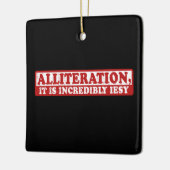 Alliteratie grappig creatief schrijven keramisch ornament (Links)