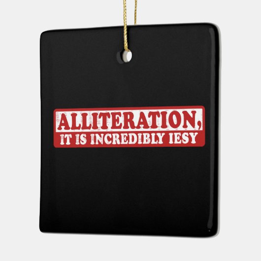 Alliteratie grappig creatief schrijven keramisch ornament (Links)