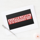 Alliteratie grappig creatief schrijven rechthoekige sticker (Envelop)