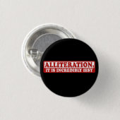 Alliteratie grappig creatief schrijven ronde button 3,2 cm (Voorkant /achterkant)