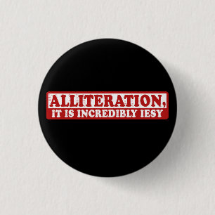 Alliteratie grappig creatief schrijven ronde button 3,2 cm