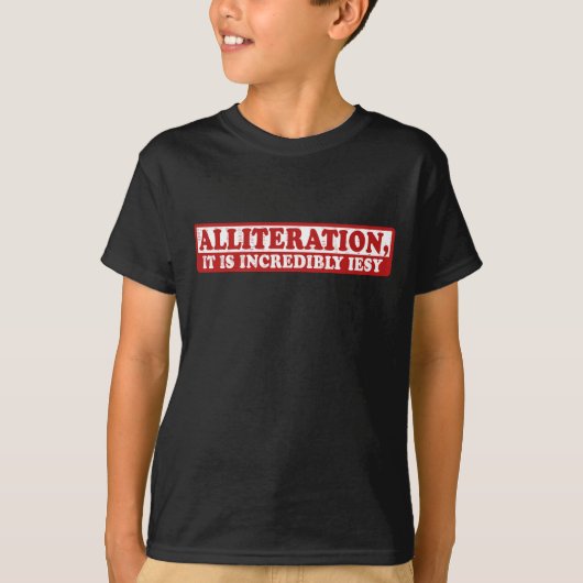Alliteratie grappig creatief schrijven t-shirt (Voorkant)