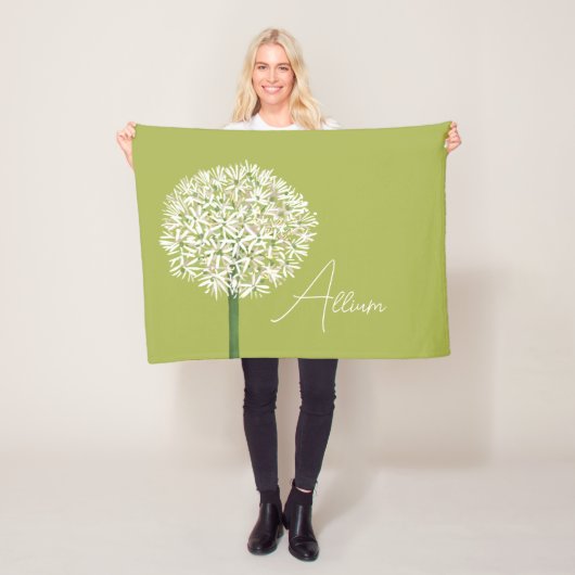 Allium Bloem Botanische Kunst | Elegante Flora Fleece Deken (In situ)