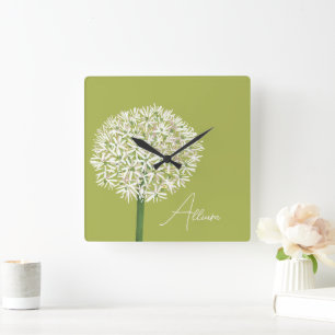 Allium Bloem Botanische Kunst   Elegante Flora Vierkante Klok