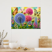 Allium en Vlinders Poster (Keuken)
