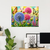 Allium en Vlinders Poster (Thuiskantoor)