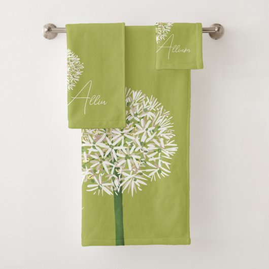 Allium Flower Botanical Art | Elegant Flora Bad Handdoek (Insitu)