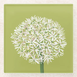  Allium Flower Botanical Art | Elegant Flora Glazen Onderzetter