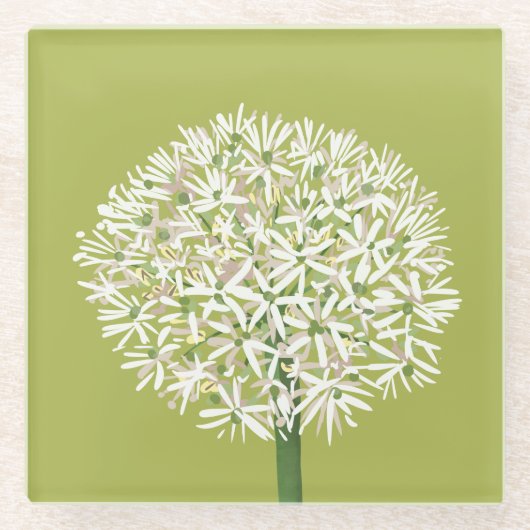  Allium Flower Botanical Art | Elegant Flora Glazen Onderzetter (Voorkant)