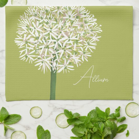  Allium Flower Botanical Art | Elegant Flora Theedoek (Gevouwen)