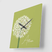 Allium Flower Botanical Art | Elegant Flora Vierkante Klok (Hoek)