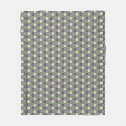 Allium Flower Pattern Green Paars Fleece Blanket Deken (Voorkant)