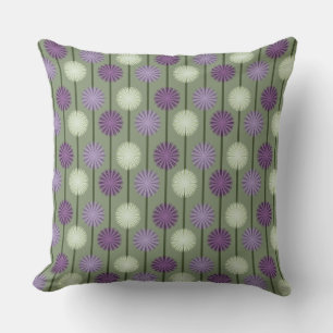 Allium Flower Pattern Paars and Green Pillow Kussen