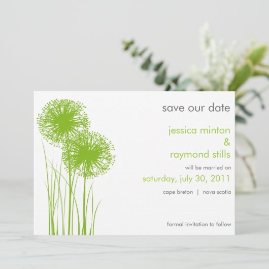 Allium in de Gras sparen de Datum Save The Date (Staand voorkant)