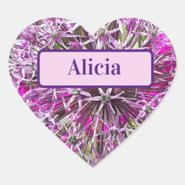 Allium & Zomerbloemen gepersonaliseerd Hart Sticker